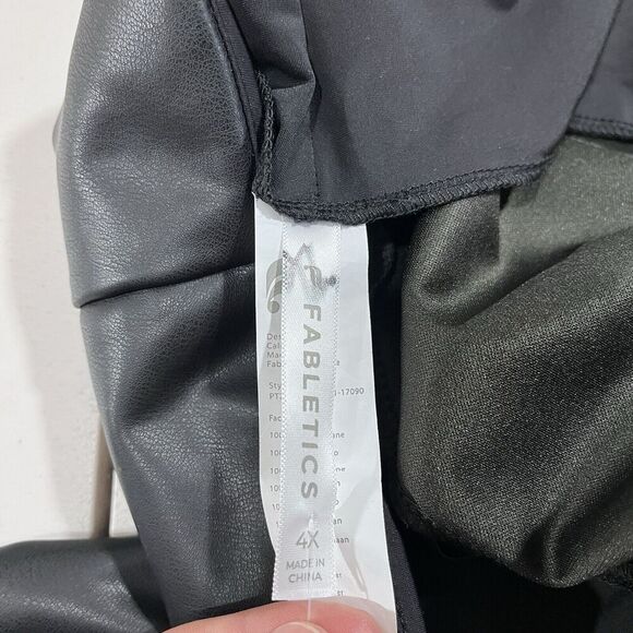 Fabletics Leather Ankle Pants 4X Plus Vegan Leggings High Rise Side Zip Black - Picture 5 of 12